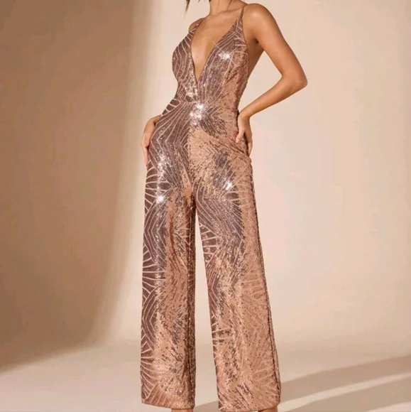 Elegant Y2K Sparkling Rhinestone Embellished Jumpsuit - Picture 3 of 4